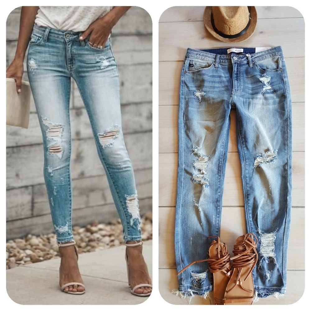 Distress skinny jeans